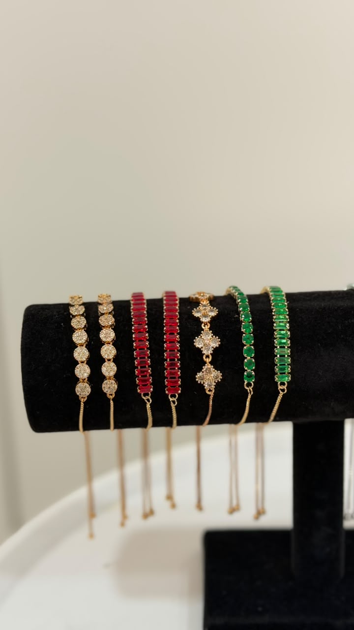 Miami Colour Stone Bracelet — adjustable slider bracelet with coloured stones